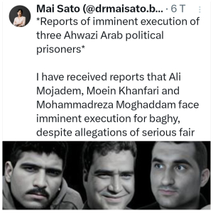 The Transfer of Three Ahwazi Prisoners to Solitary Confinement Raises Alarm over Imminent Execution